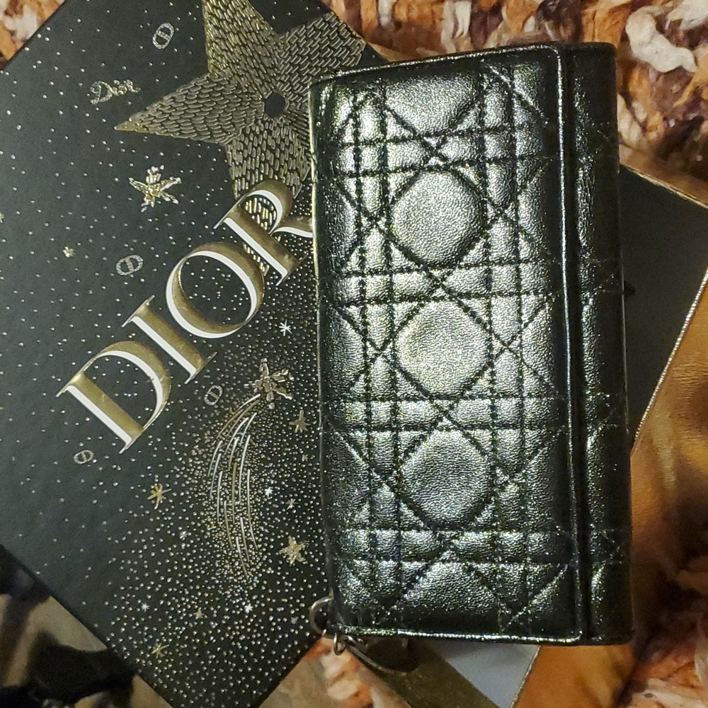 Dior Cannage Wallet Iridescent Shimmer